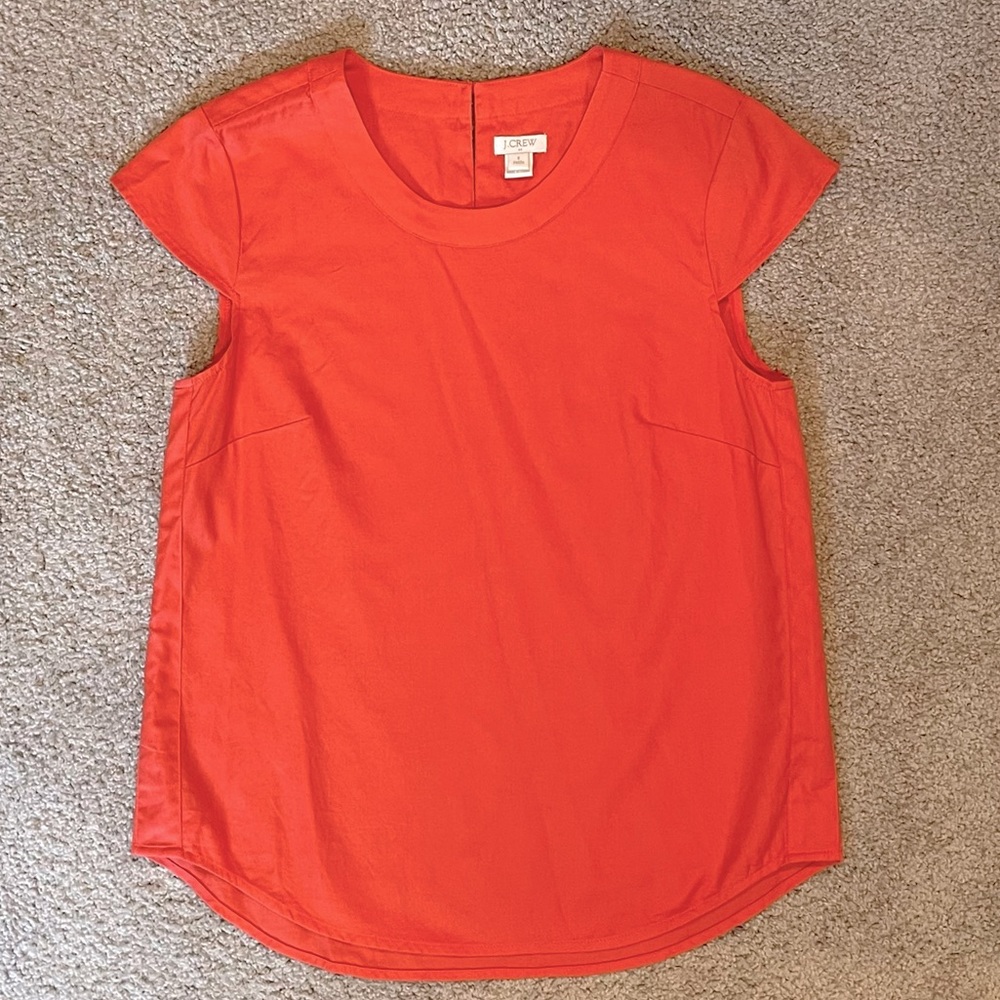 J. Crew Factory Cap-Sleeve Top. Coral Color. 100% Cotton. Size Small Petite.